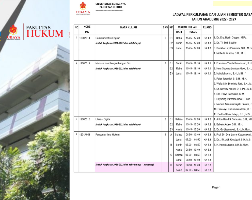 Jadwal Perkuliahan Dan Ujian Gasal Untuk Panduan Krs Online